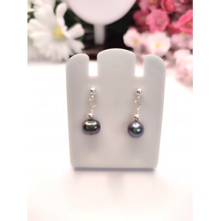 Natural Grey Freshwater Pearl French Post Style Earrings